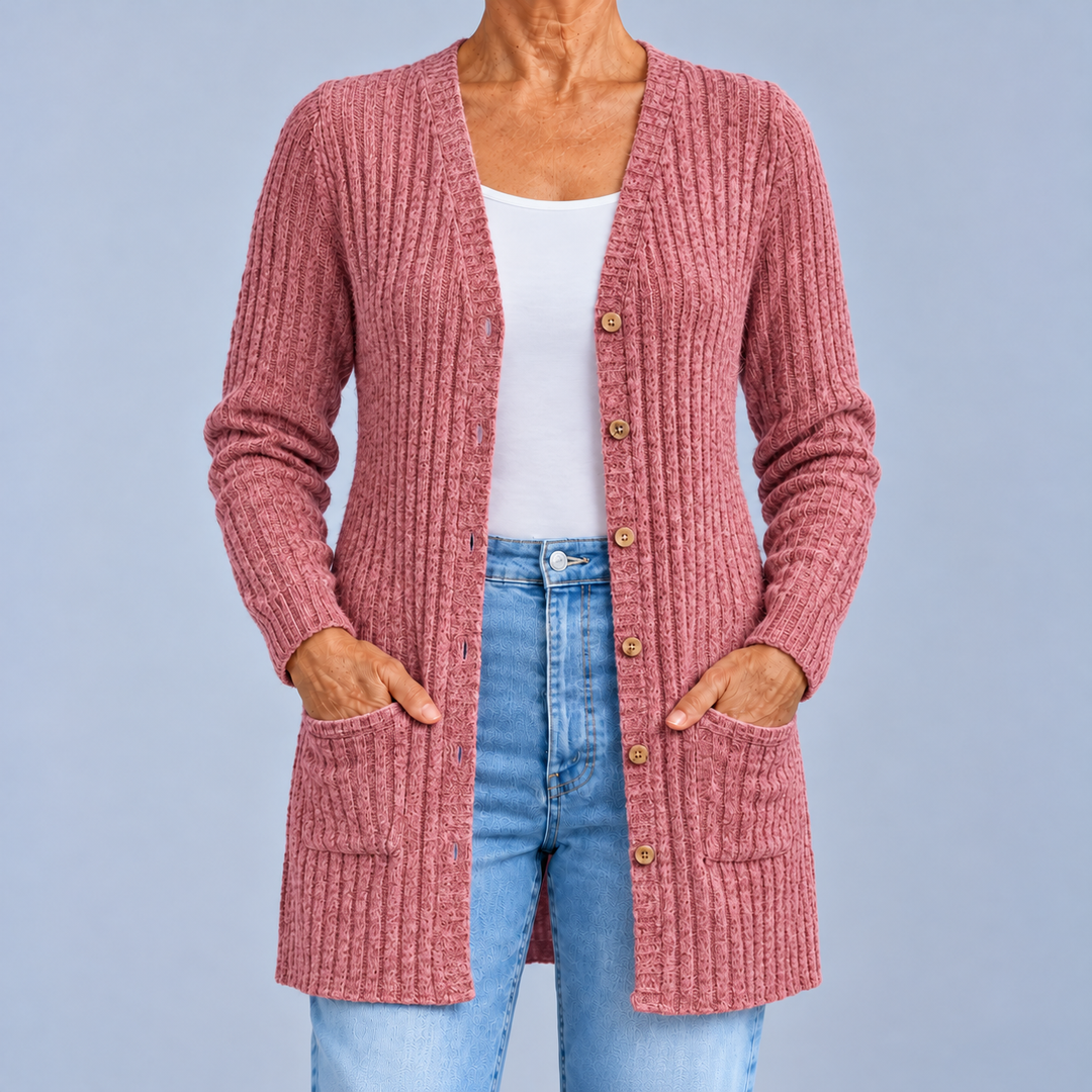 Paola | Cardigan a Coste con Scollo a V