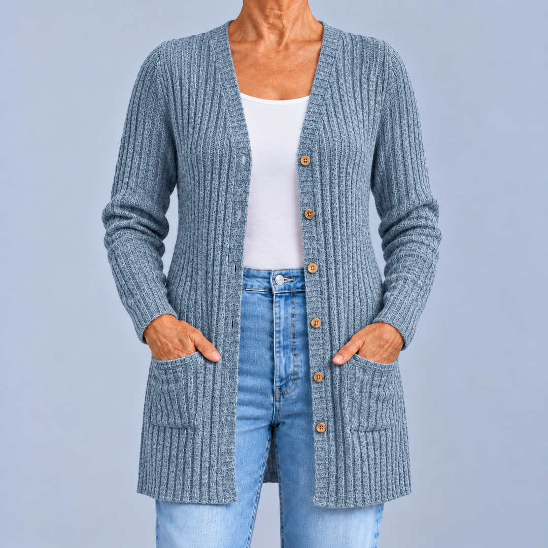 Paola | Cardigan a Coste con Scollo a V