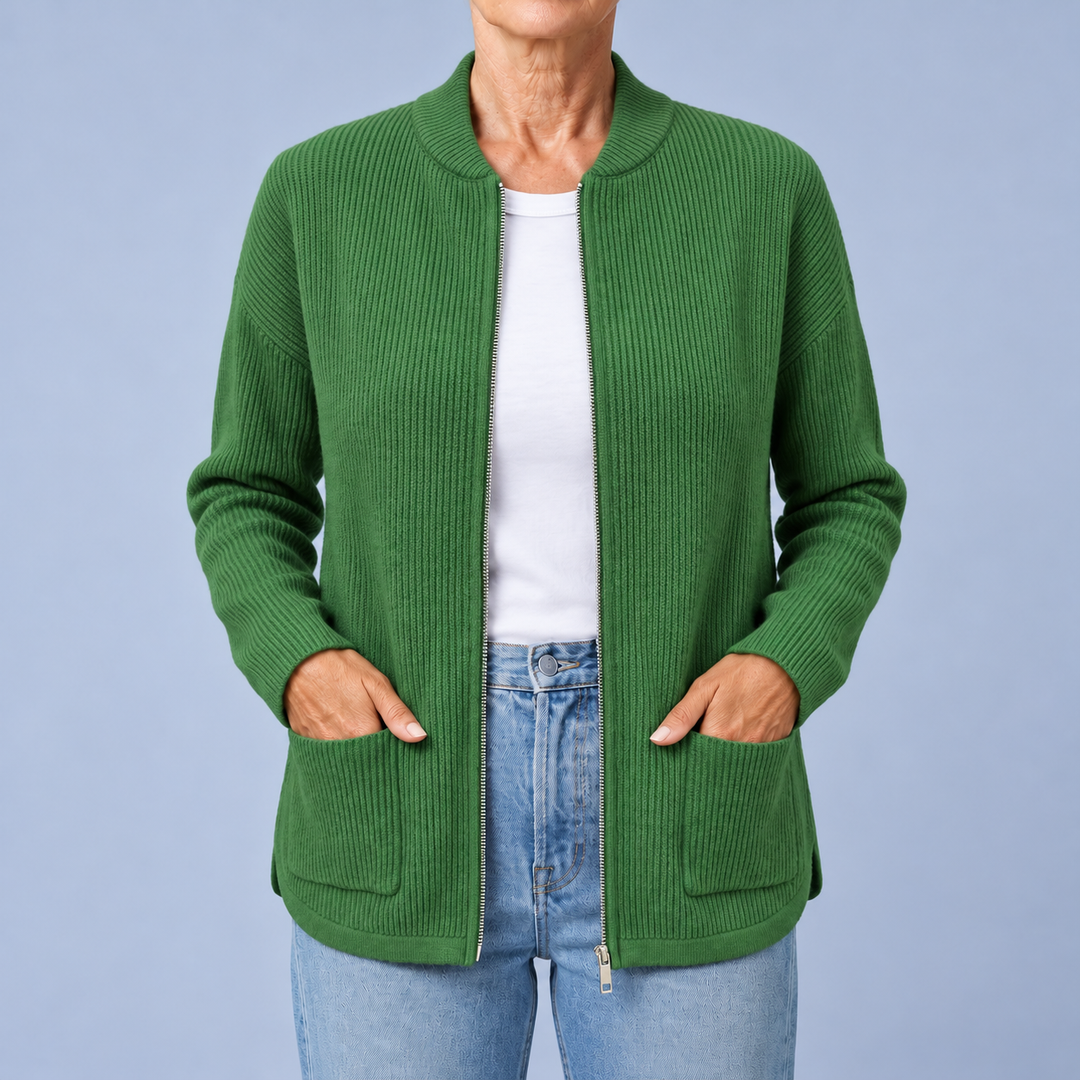 Agnese | Cardigan con Zip e Tasche