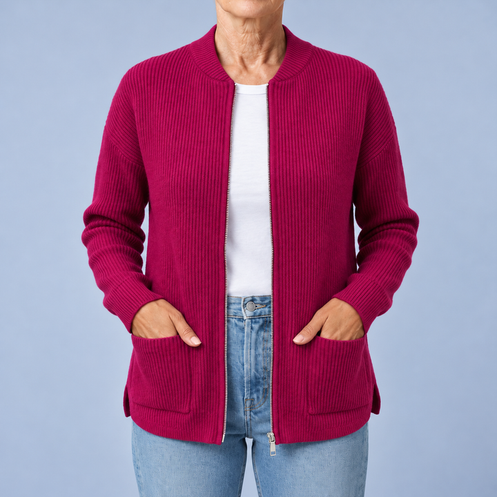 Agnese | Cardigan con Zip e Tasche