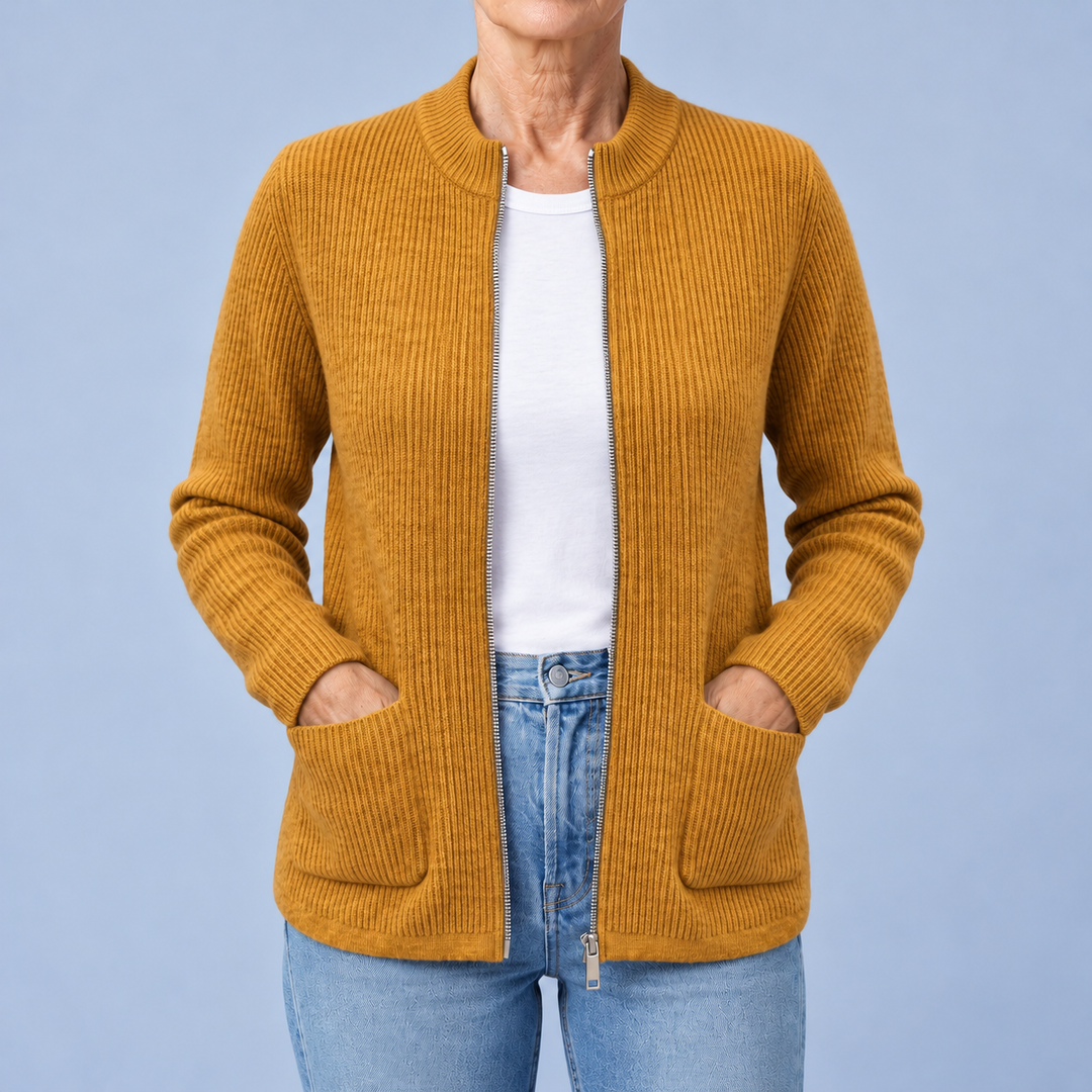 Agnese | Cardigan con Zip e Tasche