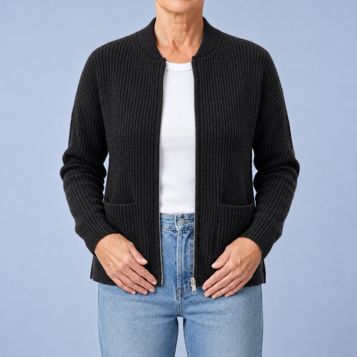 Agnese | Cardigan con Zip e Tasche