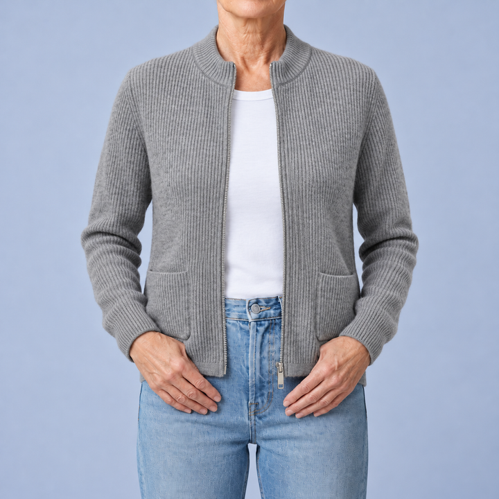 Agnese | Cardigan con Zip e Tasche