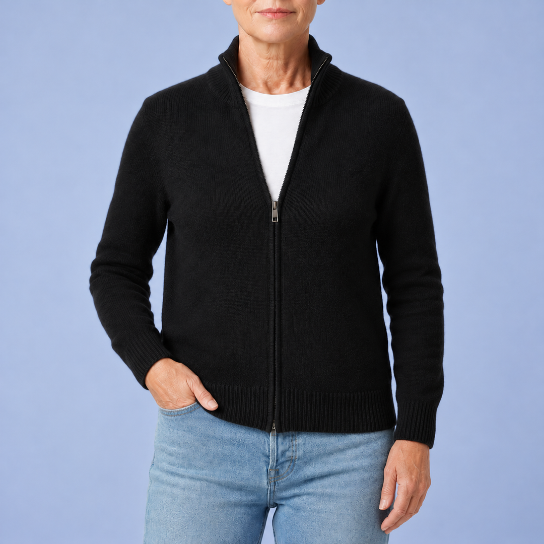 Noemi | Cardigan con Zip e Collo Alto