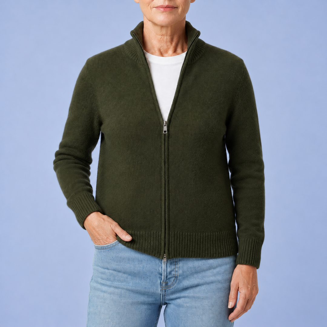 Noemi | Cardigan con Zip e Collo Alto