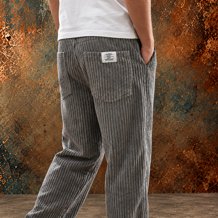 Pantaloni da uomo | Pantaloni in velluto a coste con vita elastica