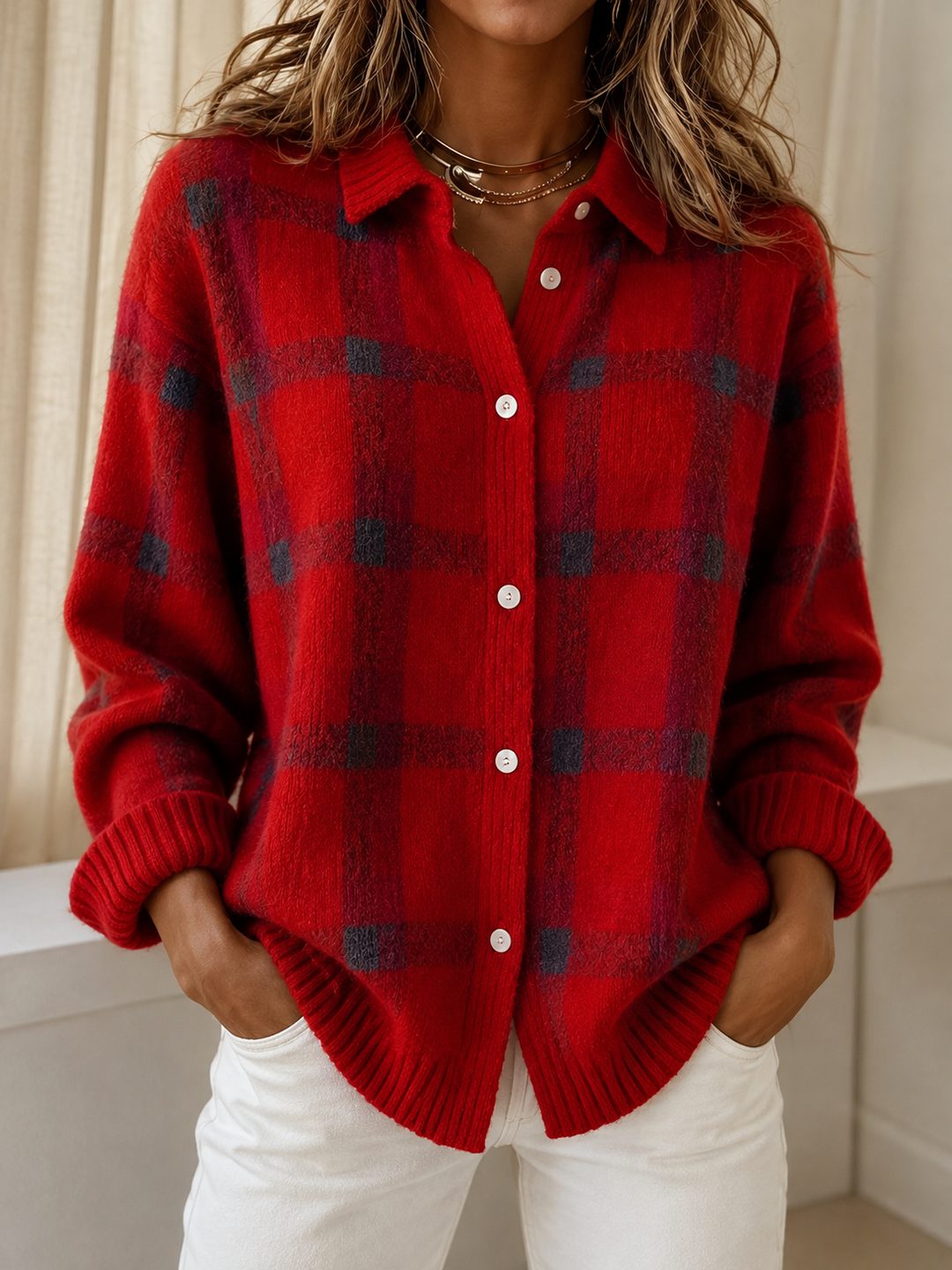 DANA | Cardigan a maglia a quadretti