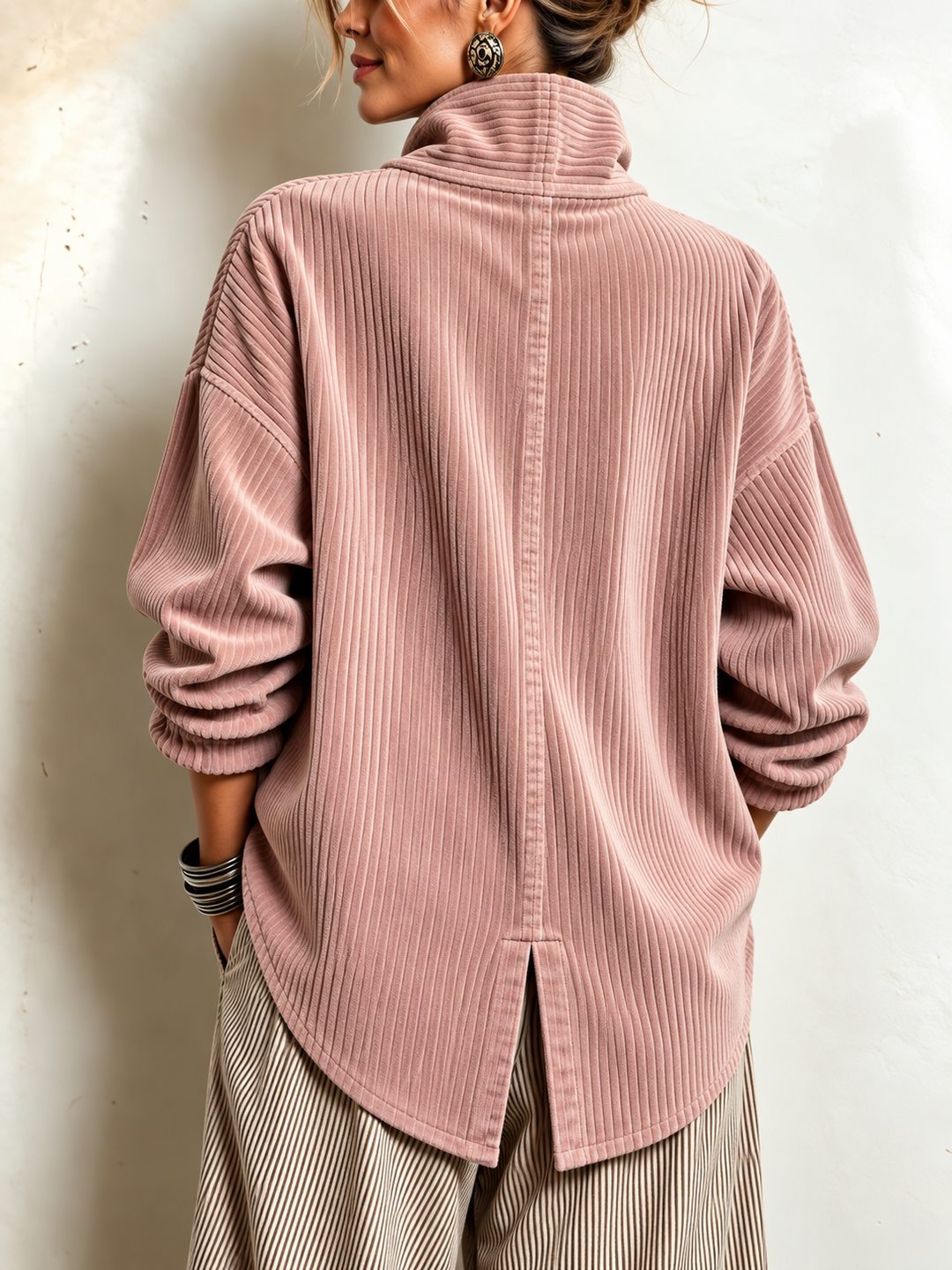AMBER | Top in velluto a coste con bottoni