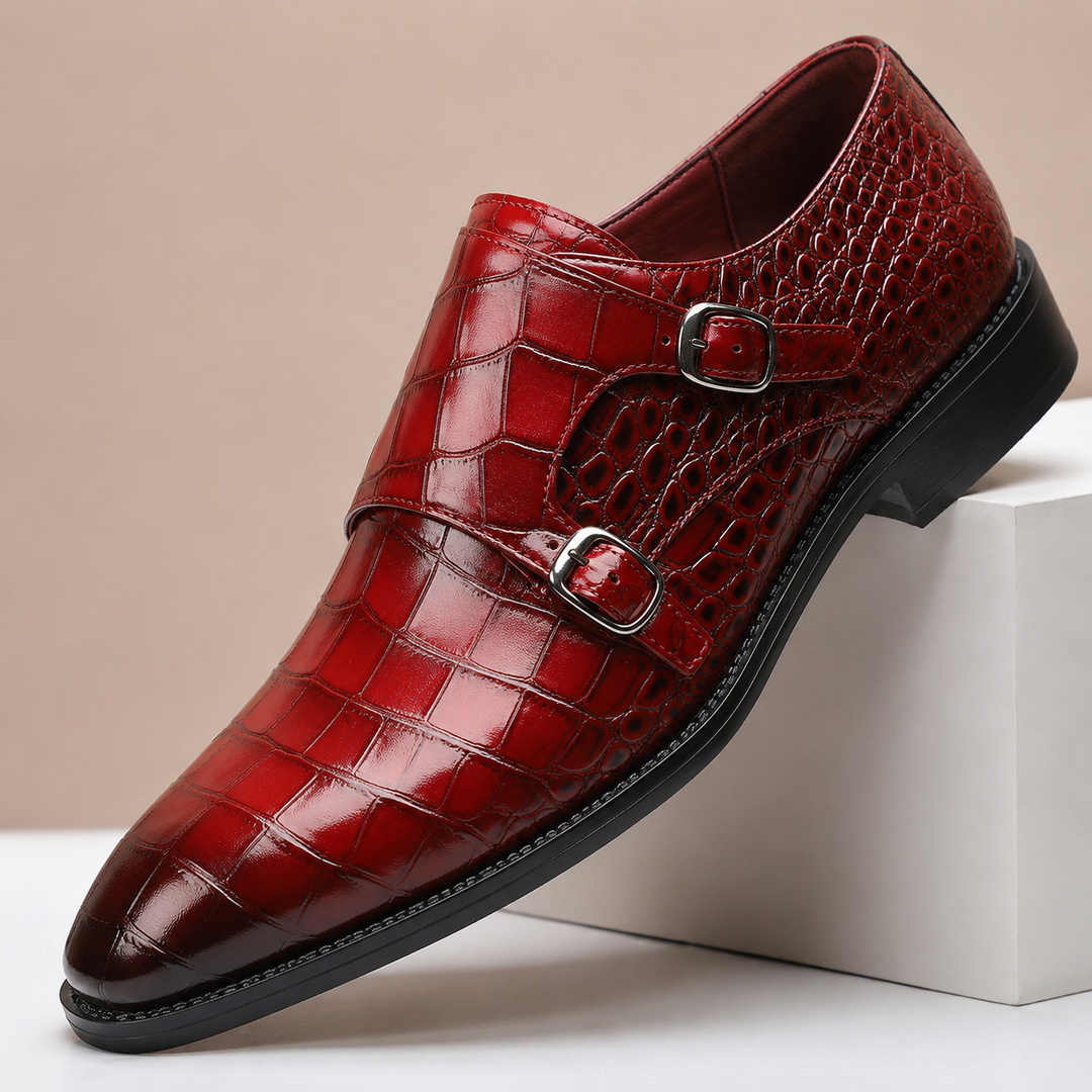 HÉCTOR | Scarpe a Doppia Fibbia Effetto Coccodrillo
