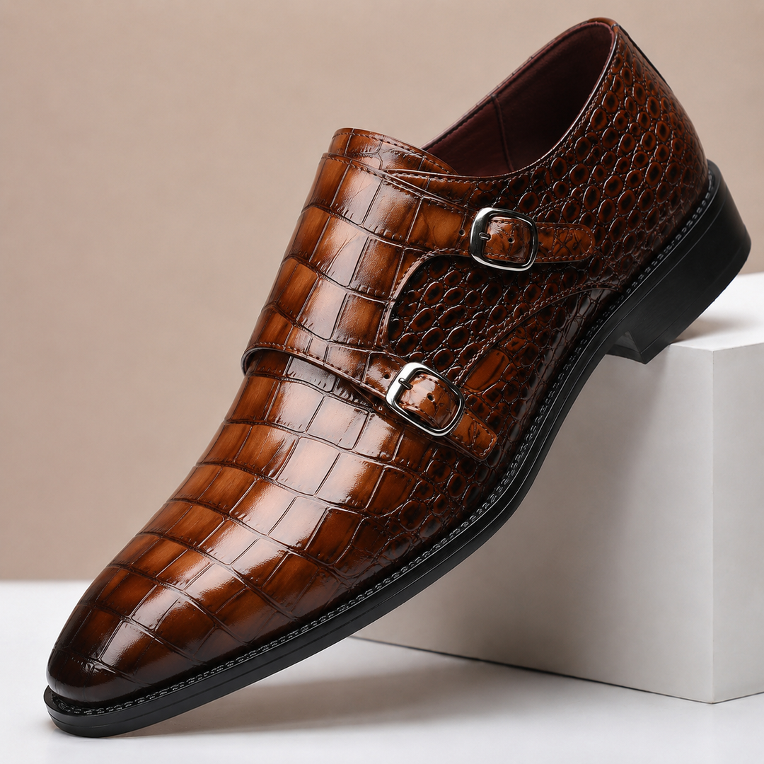 HÉCTOR | Scarpe a Doppia Fibbia Effetto Coccodrillo