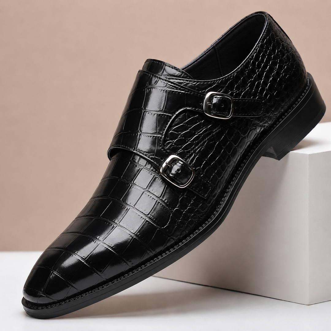 HÉCTOR | Scarpe a Doppia Fibbia Effetto Coccodrillo