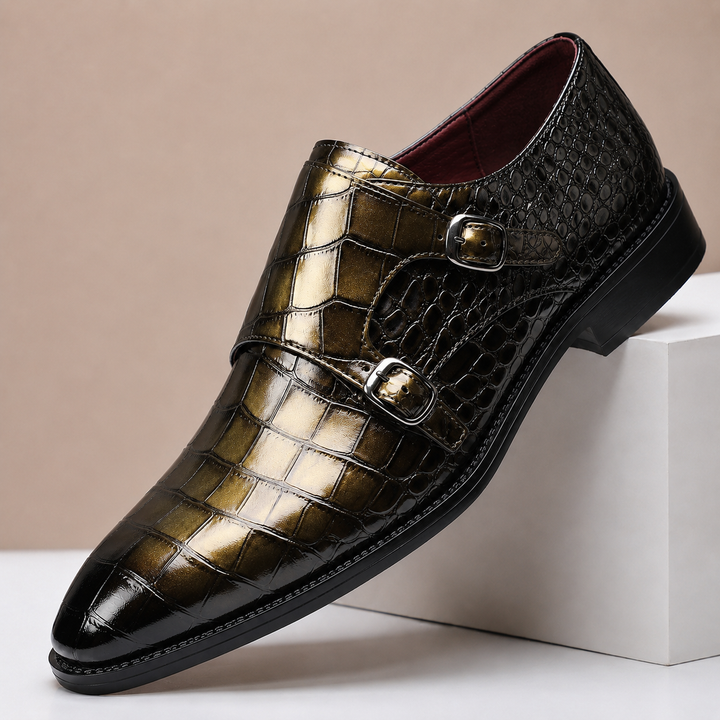 HÉCTOR | Scarpe a Doppia Fibbia Effetto Coccodrillo