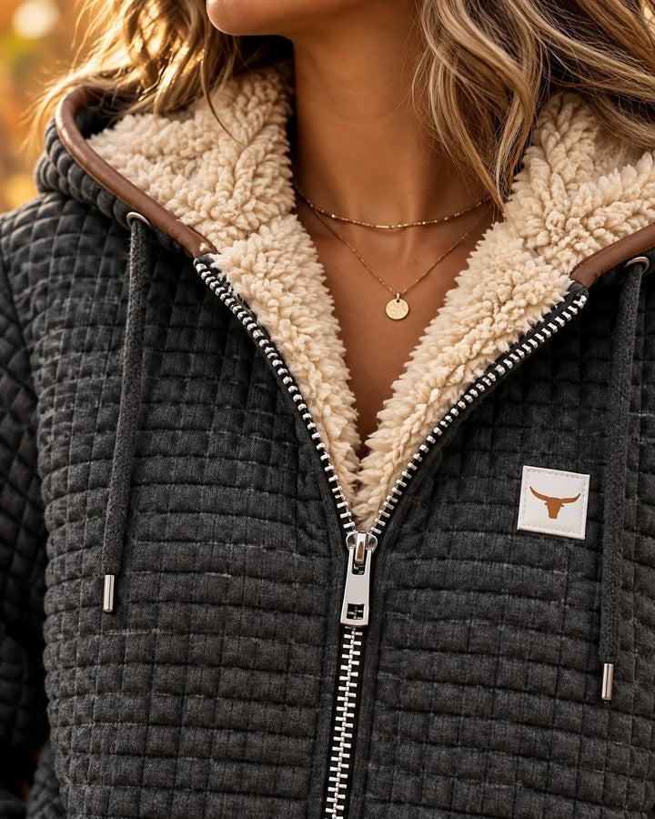 BETH | Giacca a zip con cappuccio foderata in sherpa