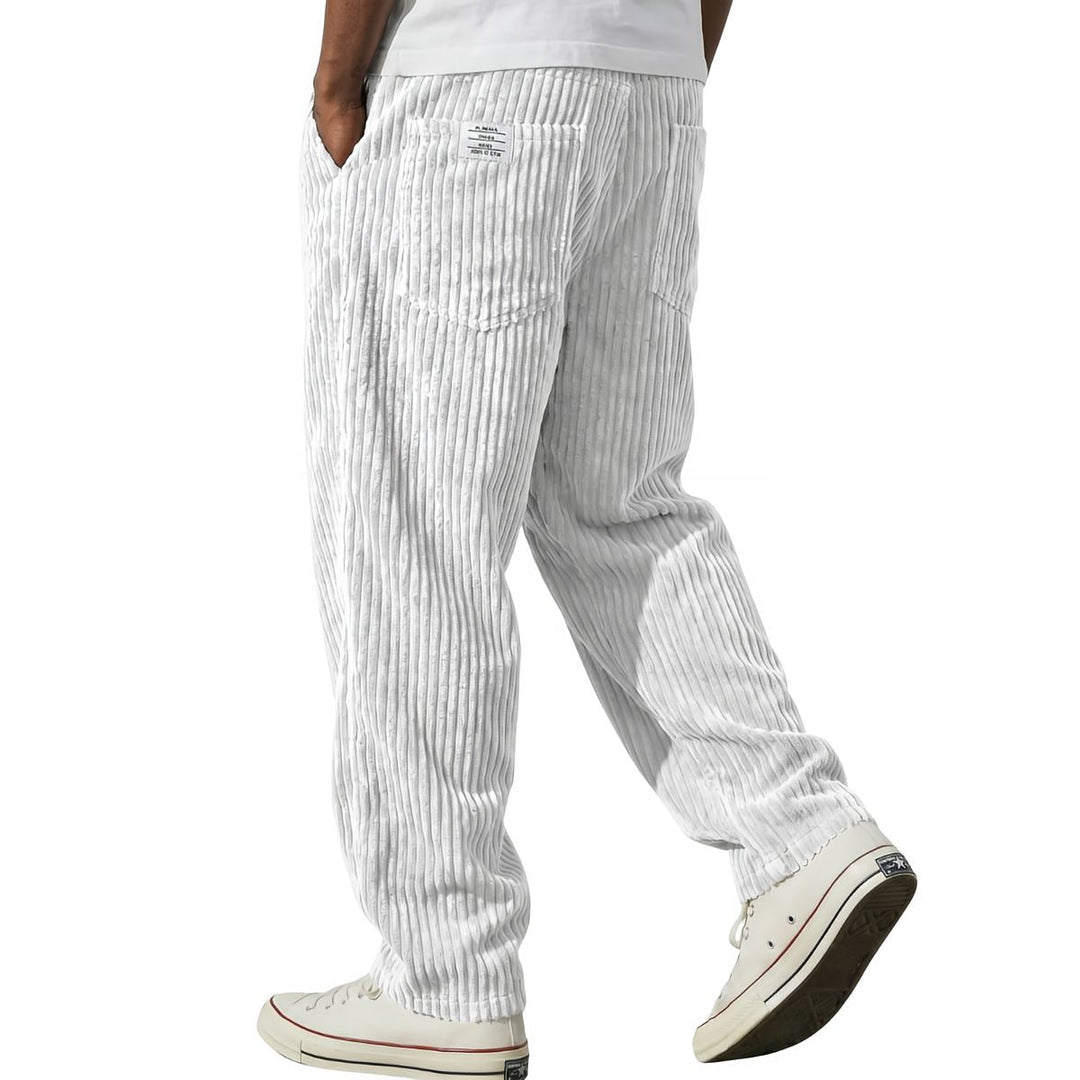 Pantaloni da uomo | Pantaloni in velluto a coste con vita elastica