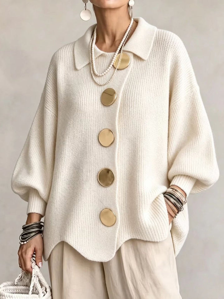 Stefania | Cardigan Oversize con Collo e Bottoni Metallici