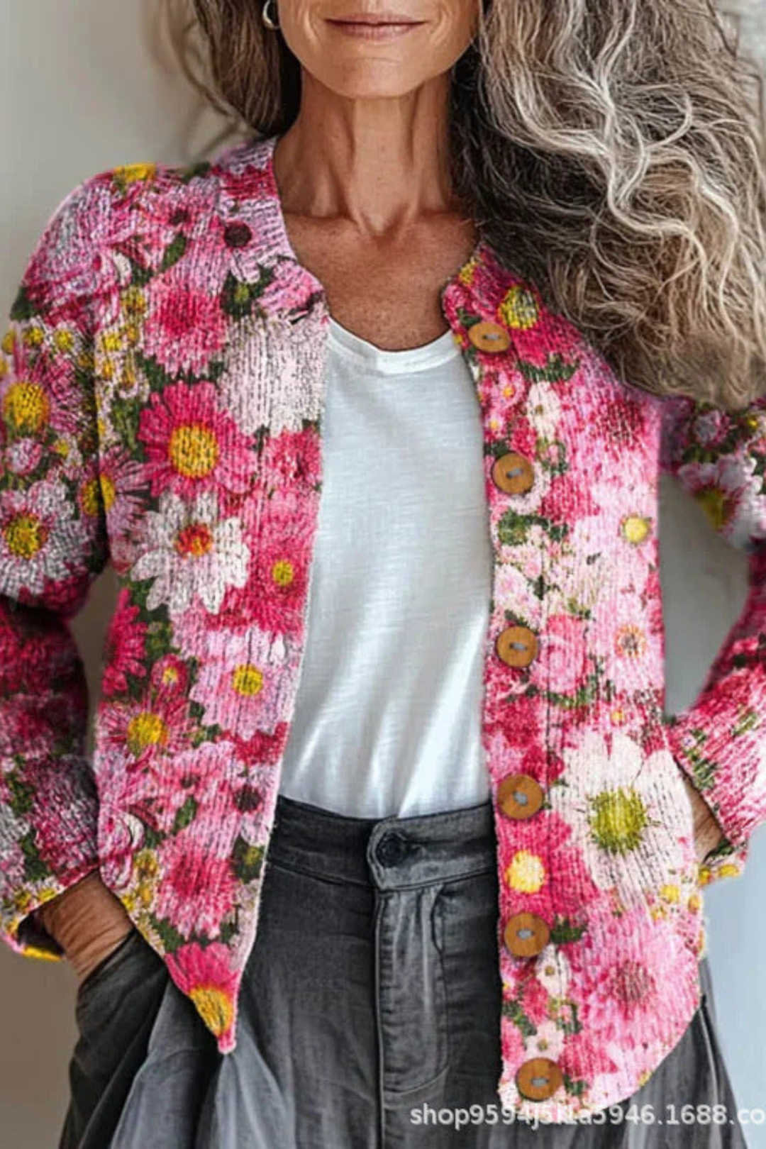 Petronella™ | Cardigan a Maglia Patchwork Floreale