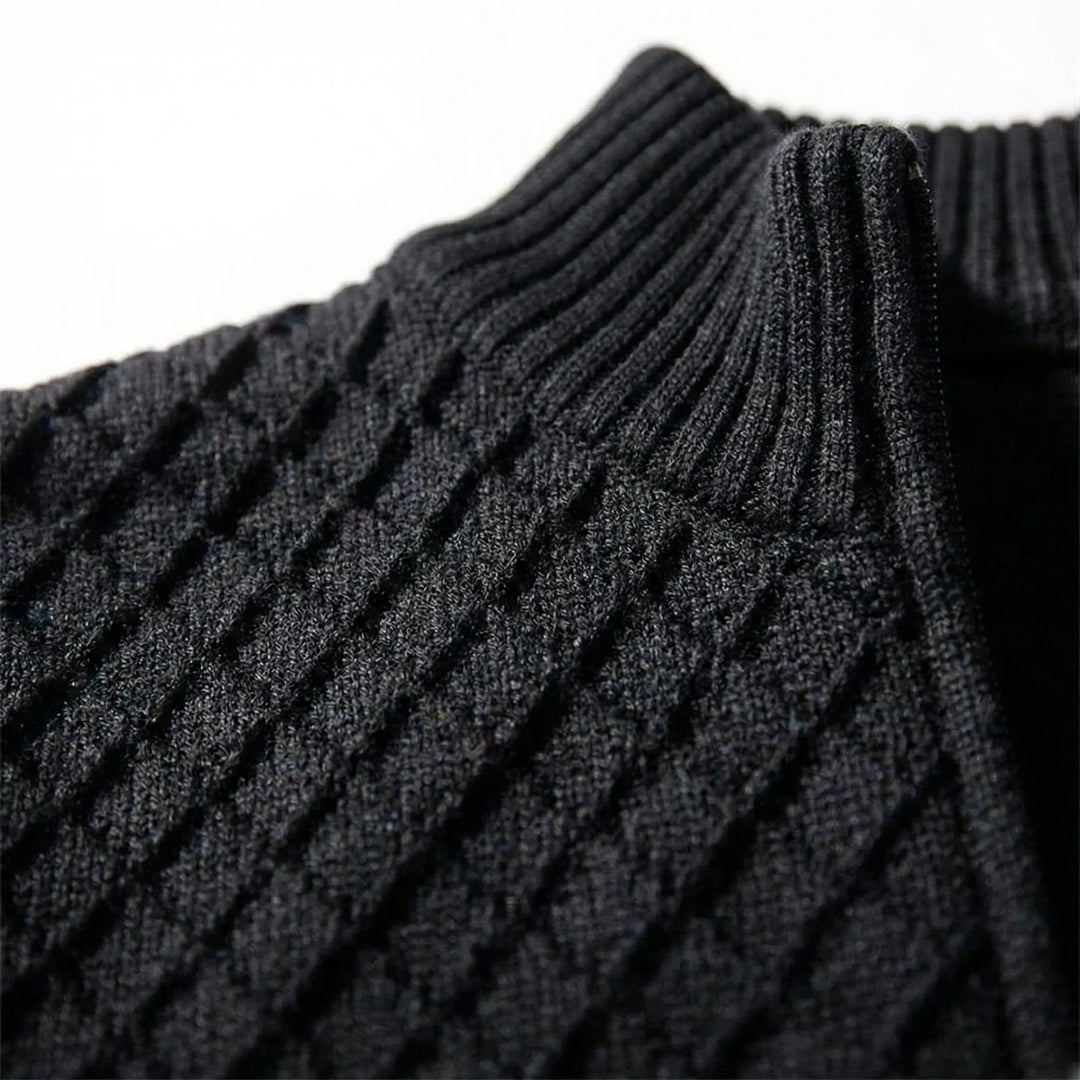 Maglione da uomo lavorato a maglia | Cardigan lavorato a maglia con zip e colletto alto