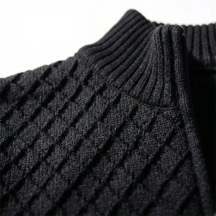Maglione da uomo lavorato a maglia | Cardigan lavorato a maglia con zip e colletto alto