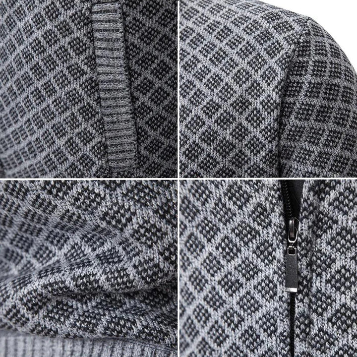 Maglione da uomo lavorato a maglia | Cardigan lavorato a maglia con zip e colletto alto
