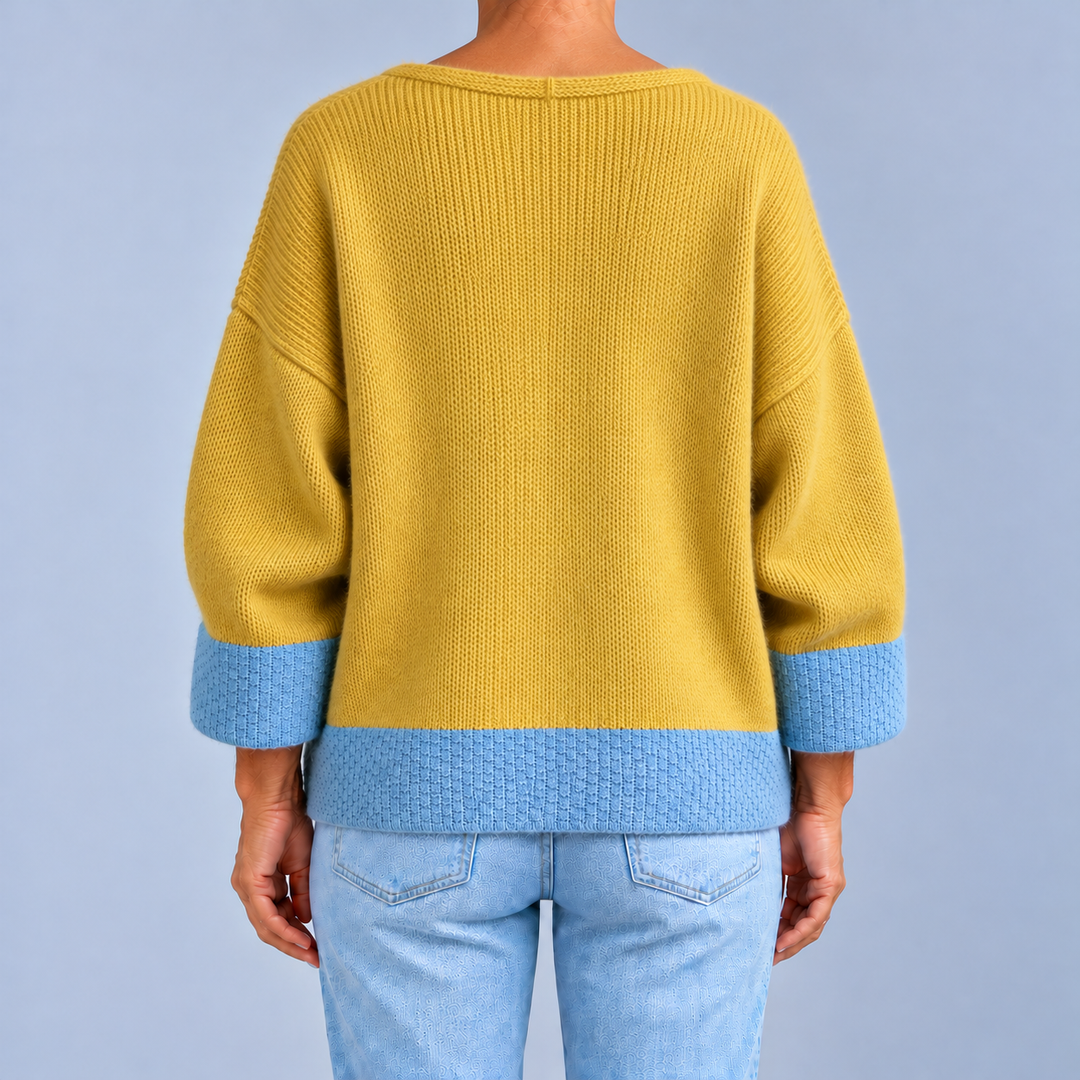 Ginevra | Cardigan Bicolore con Scollo a V