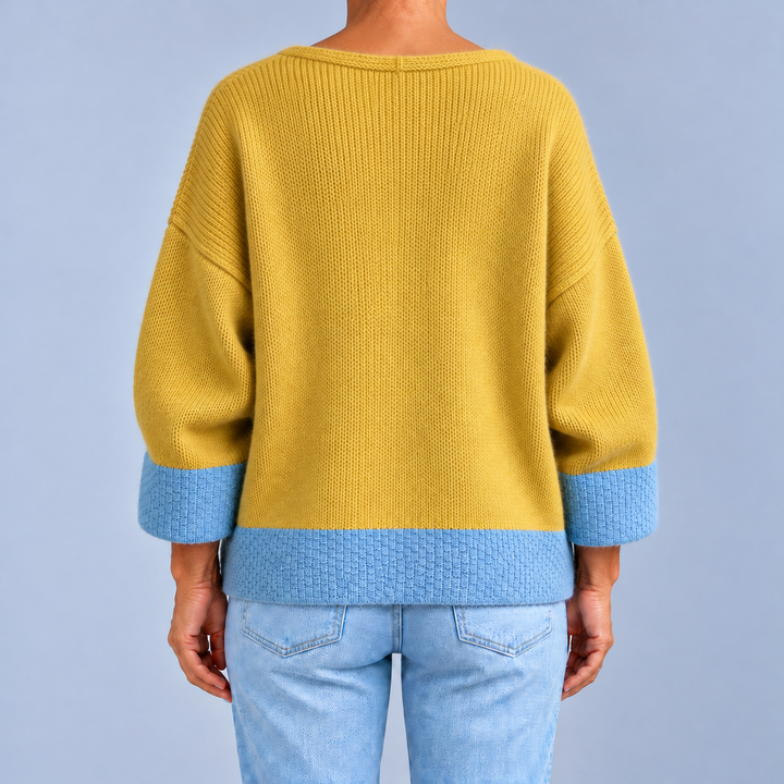 Ginevra | Cardigan Bicolore con Scollo a V