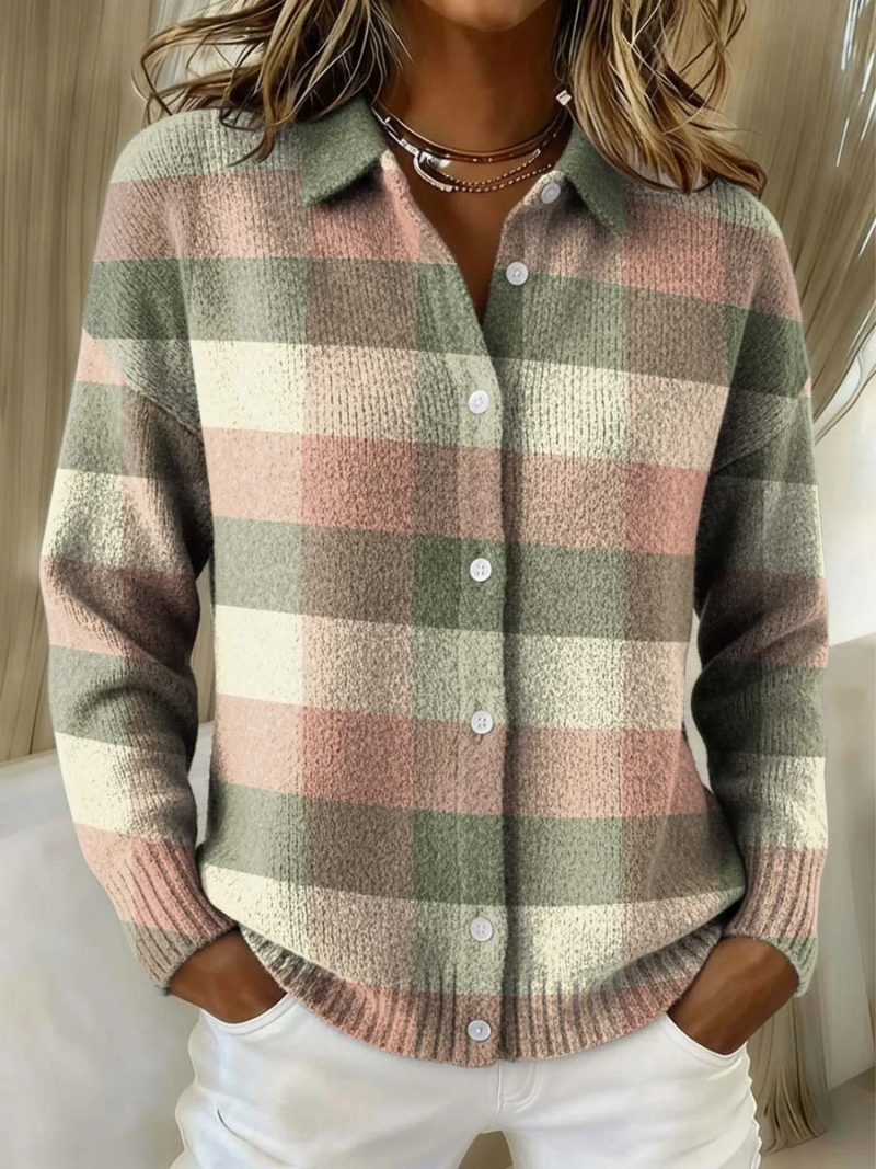 Grace | Cardigan a Maglia a Quadri Pastello