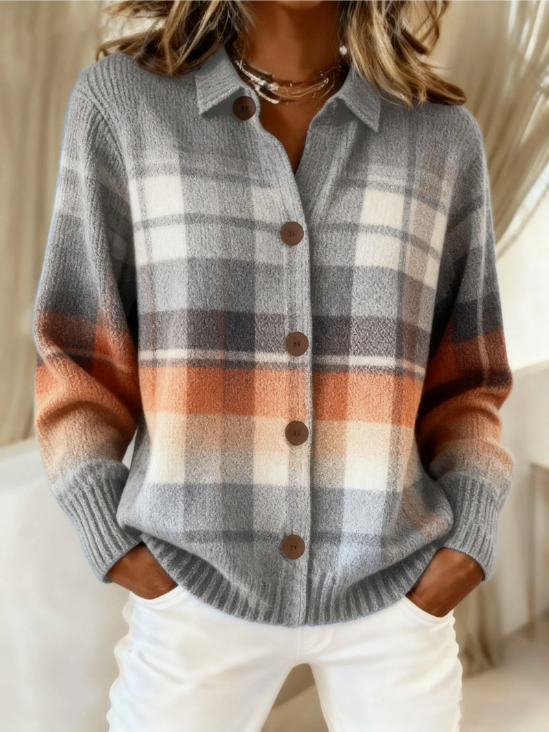 Marlene | Cardigan a Quadri Ombre Caldo
