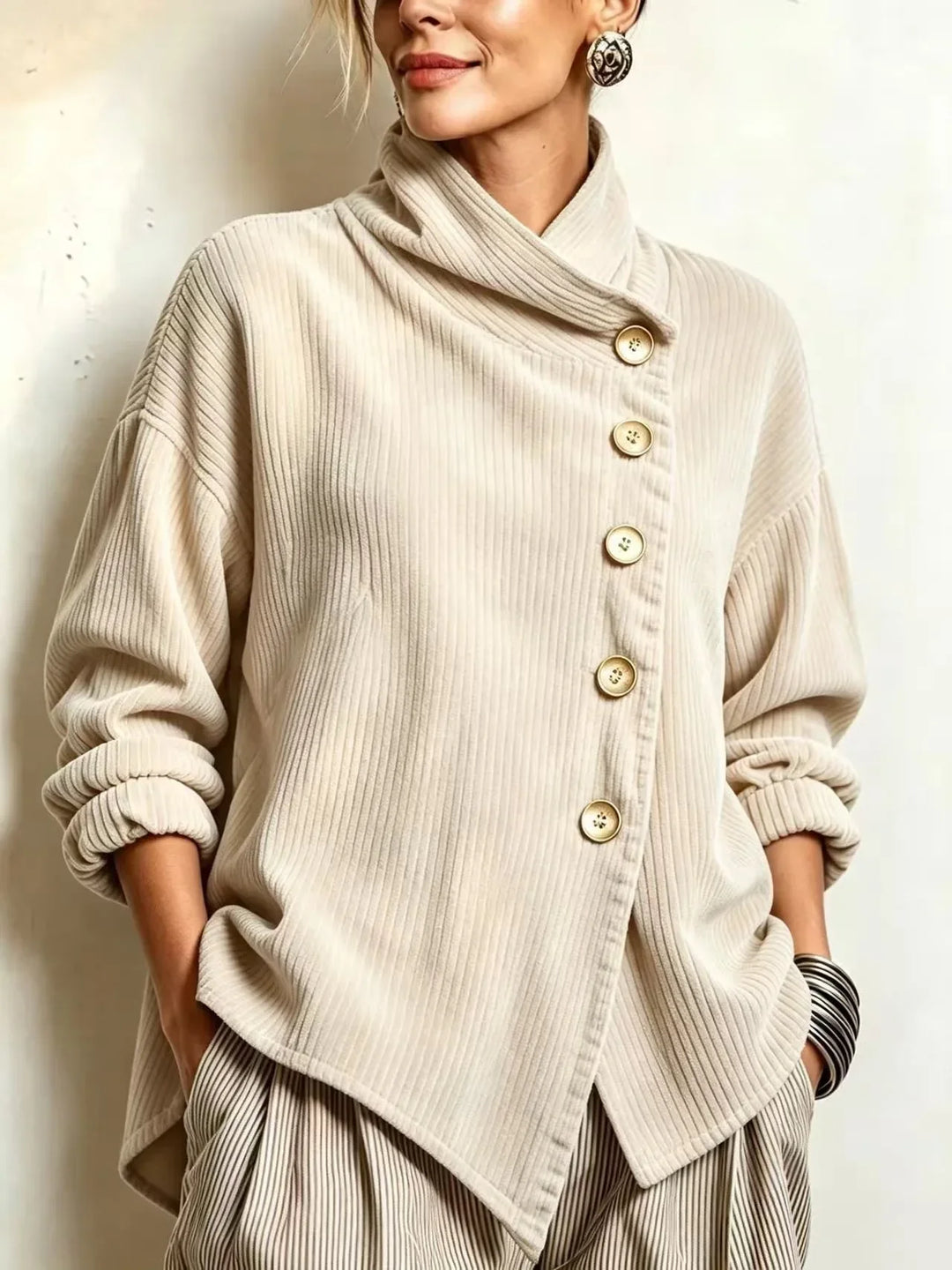 AMBER | Camicia in velluto a coste con bottoni