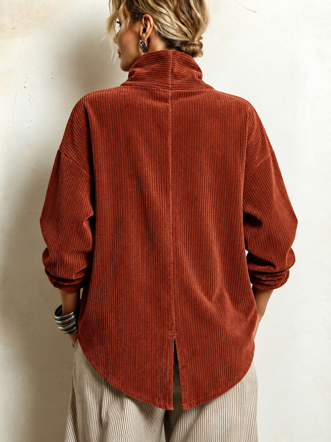 AMBER | Top in velluto a coste con bottoni