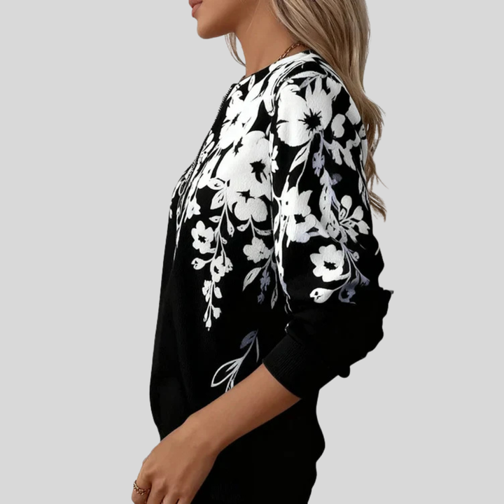 MACY | Felpa con zip floreale