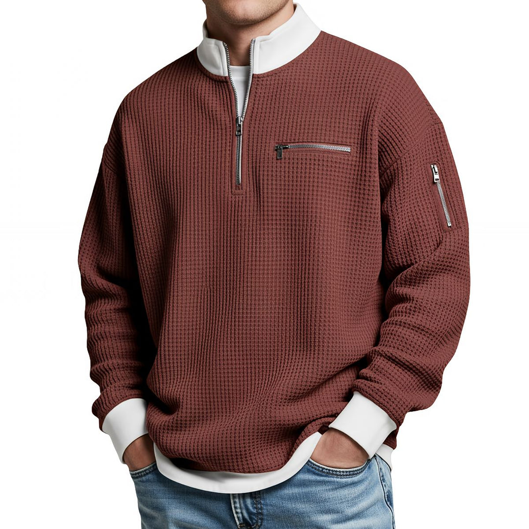 Maglione uomo | Maglione a coste con mezza zip