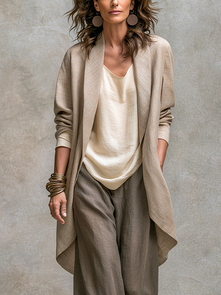 Chiara | Completo Tre Pezzi Casual a Strati con Pantalone Palazzo Elegante