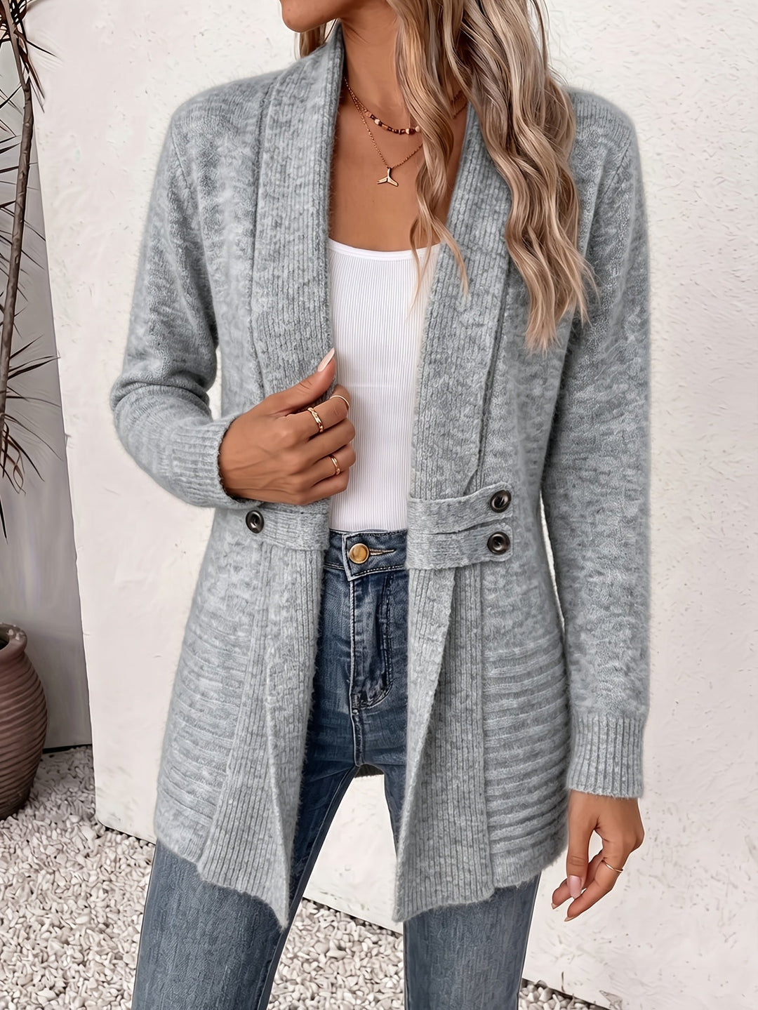 FAITH | Cardigan aperto con vita cucita