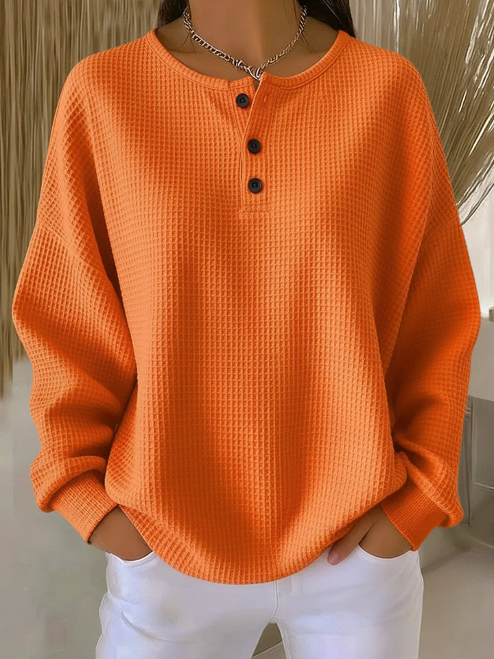 Bregje | Accogliente felpa Henley con struttura a nido d'ape