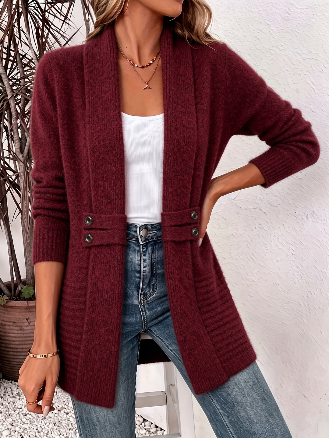 FAITH | Cardigan aperto con vita cucita