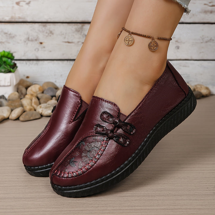 Carmen™ | Mocassini in Pelle Confortevoli con Ricamo Floreale