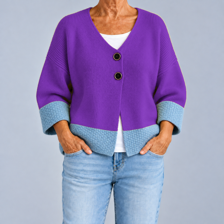 Ginevra | Cardigan Bicolore con Scollo a V