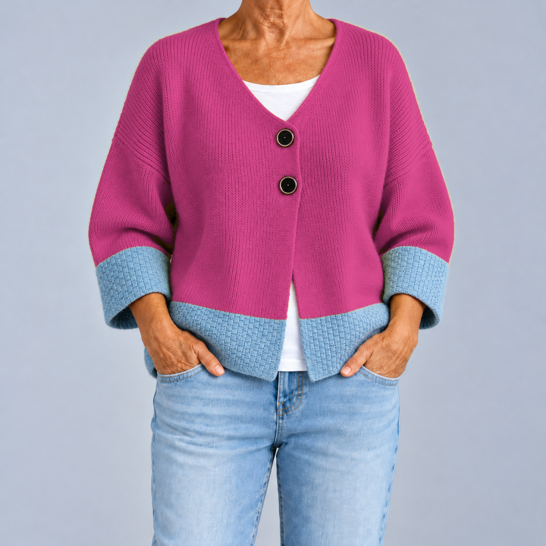 Ginevra | Cardigan Bicolore con Scollo a V