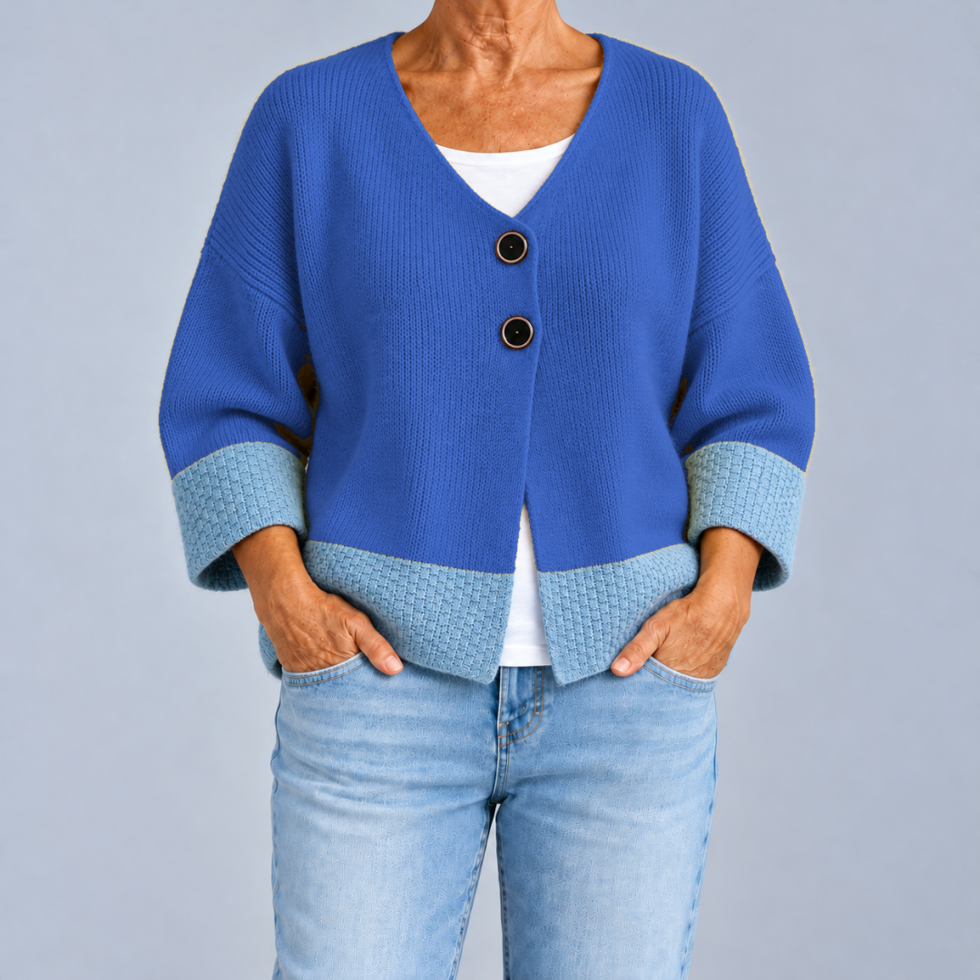 Ginevra | Cardigan Bicolore con Scollo a V