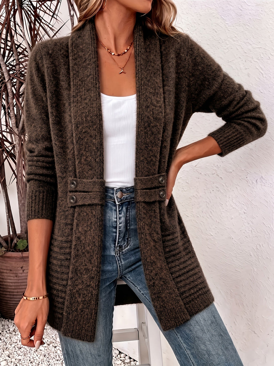 FAITH | Cardigan aperto con vita cucita