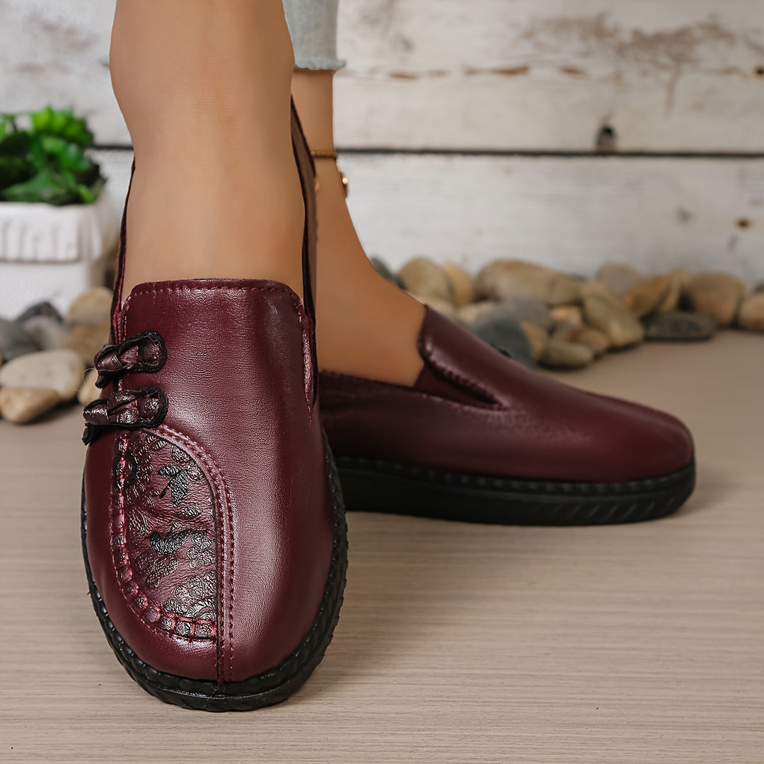 Carmen™ | Mocassini in Pelle Confortevoli con Ricamo Floreale