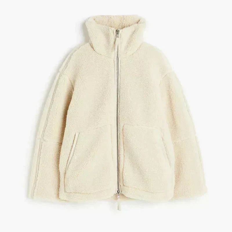 CORA | Giacca teddy oversize con colletto alto