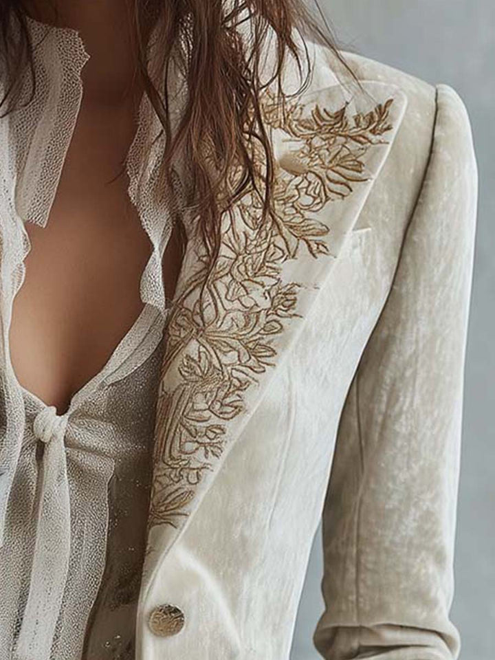 Costanza | Blazer Avorio Ricamato Sartoriale