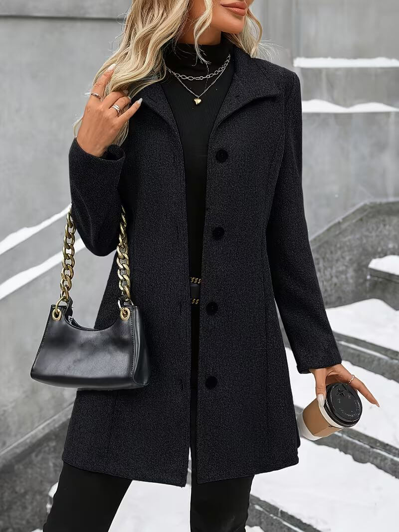 Eline | Cappotto comodo con colletto Nero