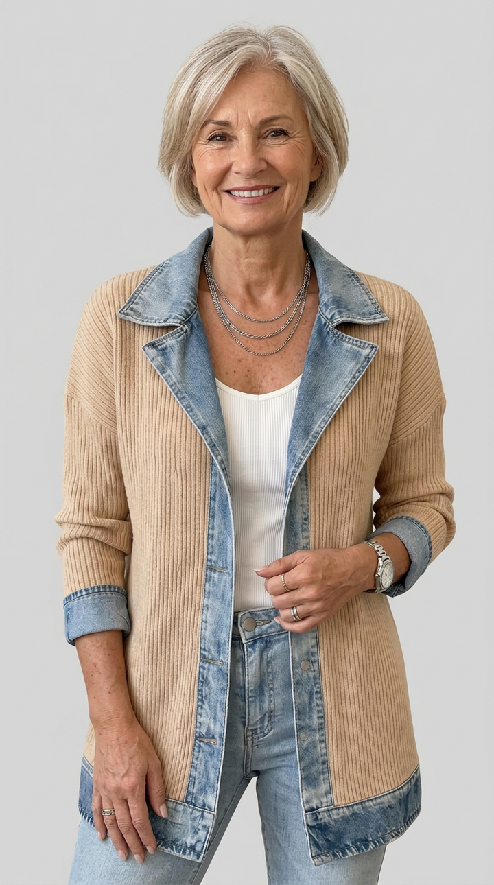 Miriam | Giacca a Coste con Rifiniture a Contrasto