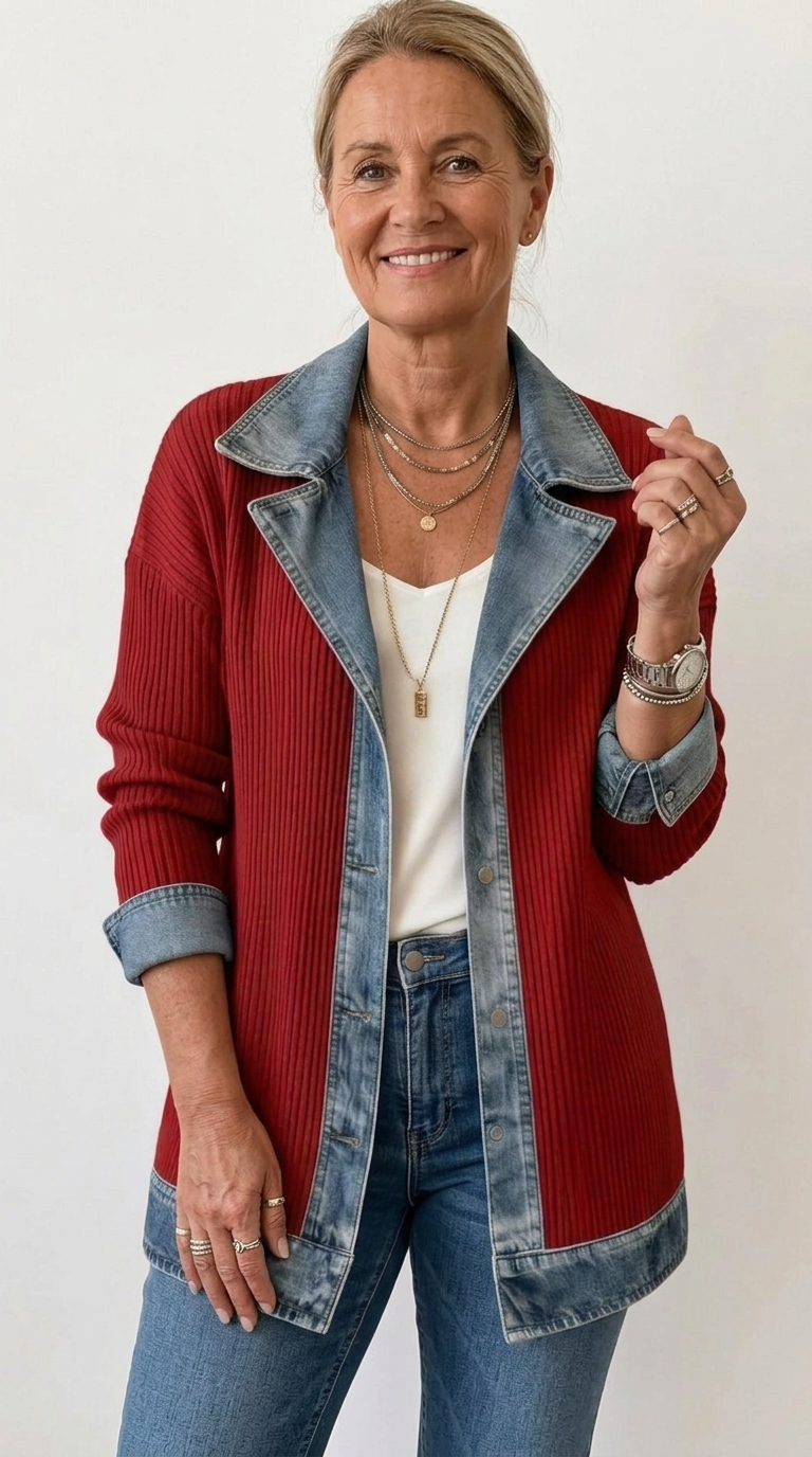 Miriam | Giacca a Coste con Rifiniture a Contrasto