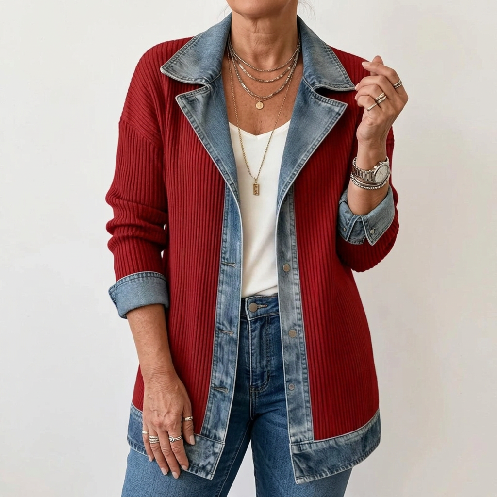 Miriam | Giacca a Coste con Rifiniture a Contrasto