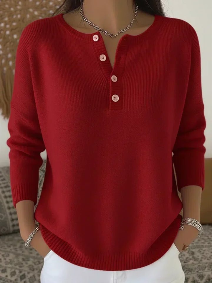 Ernesta | Maglione a Maglia con Bottoni Henley