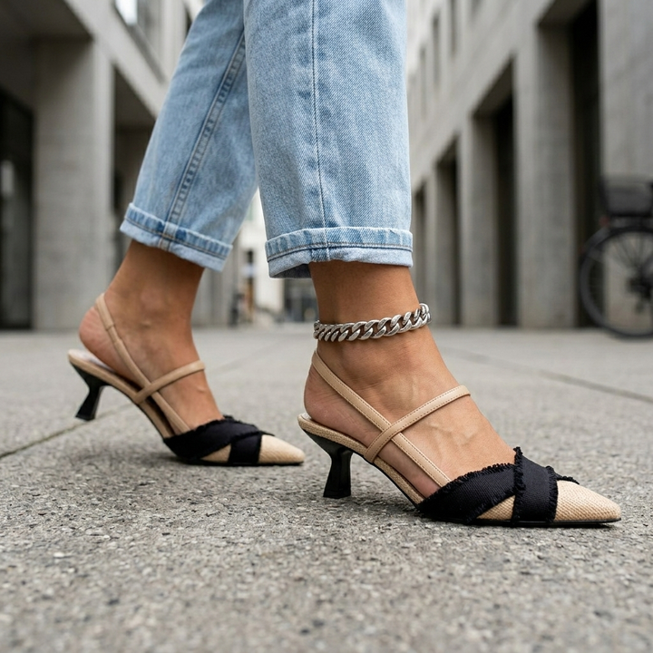 Gisela | Décolleté Slingback Aperte con Tacco Basso