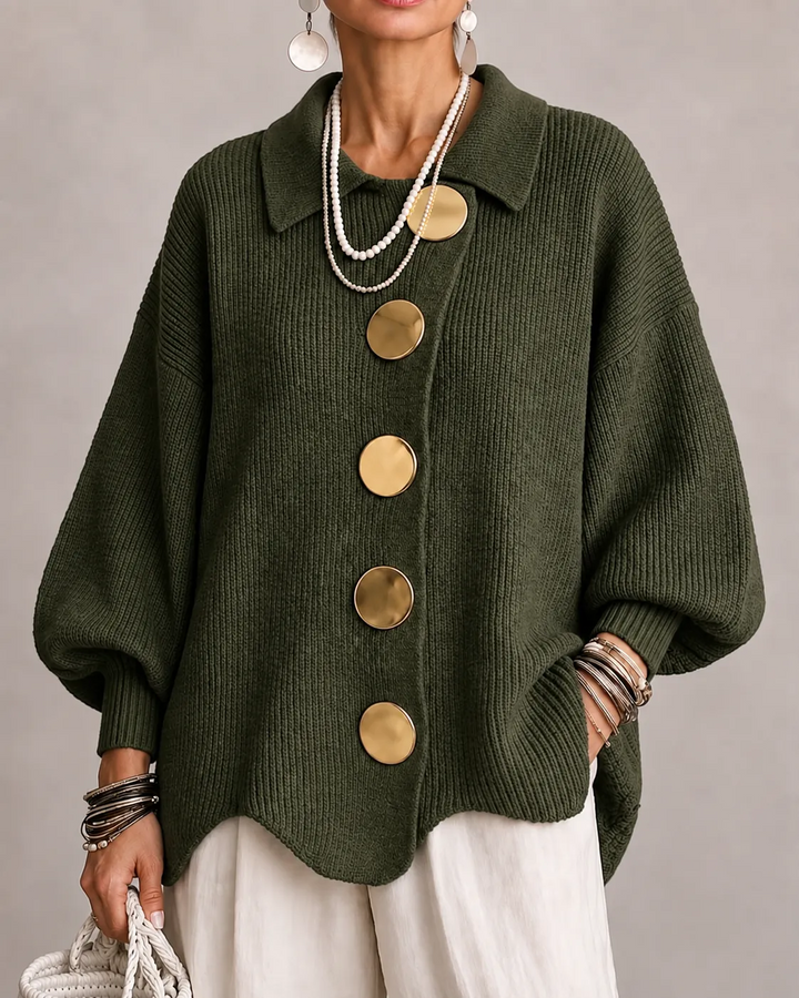 Stefania | Cardigan Oversize con Collo e Bottoni Metallici